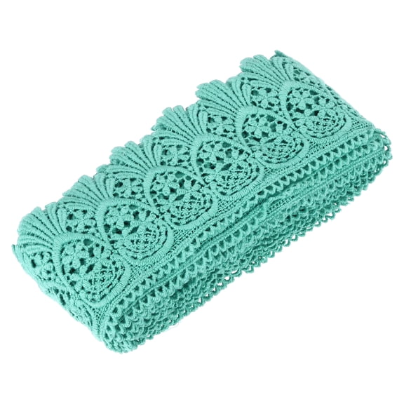 Uxcell Cotton Lace Trim Vintage Crochet 3 inch x 4.8 yard Lake Blue Stretch Lace Edge Ribbon