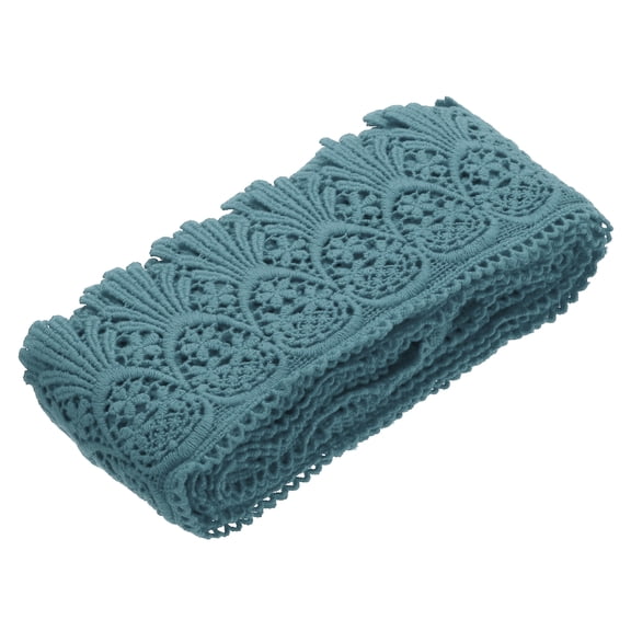 Uxcell Cotton Lace Trim Vintage Crochet 3 inch x 4.8 yard Navy Blue Stretch Lace Edge Ribbon