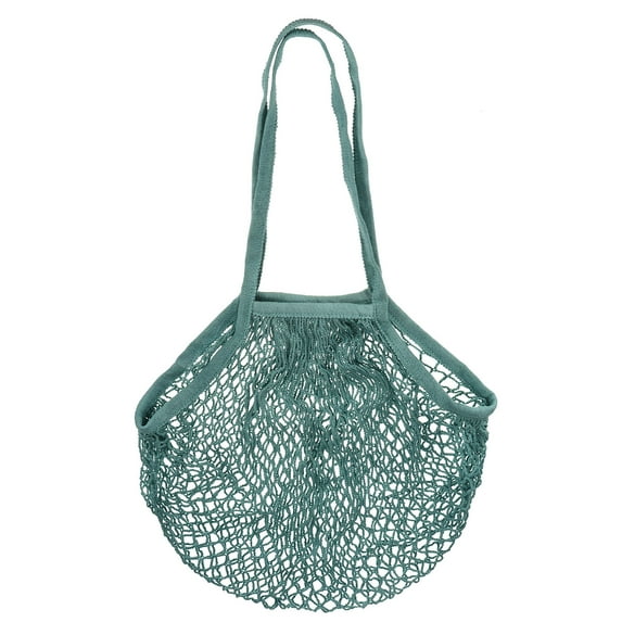 Uxcell Cotton Mesh Bag, 14.96x12.2" Long Handle Reusable Mesh Net String Grocery Bags Organizer Light Gray