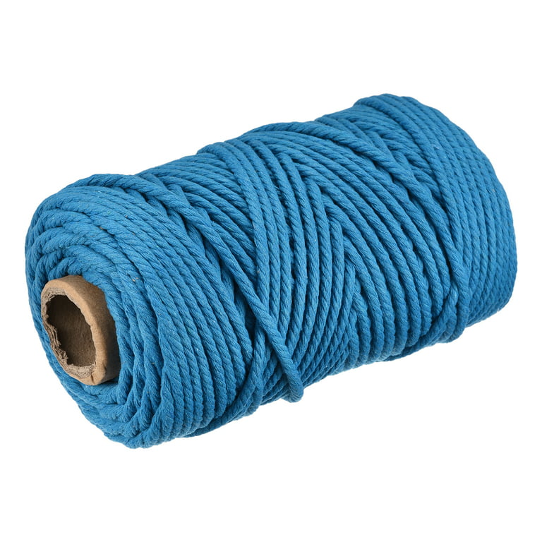 Uxcell Cotton Rope 3 Strand Twisted Braided Rope Cord, Blue 100m