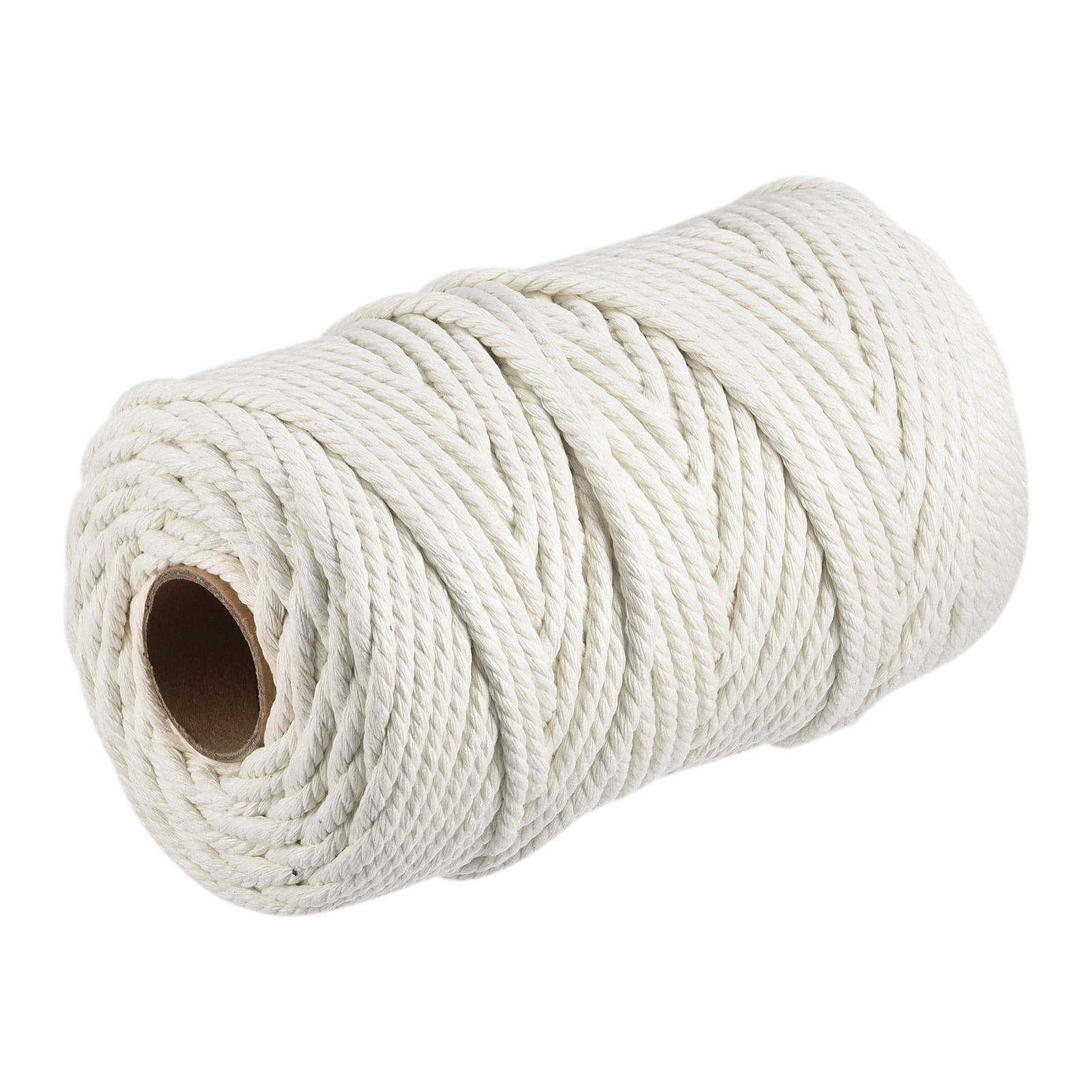 Uxcell Cotton Rope 3 Strand Twisted Braided Rope Cord, Milky White
