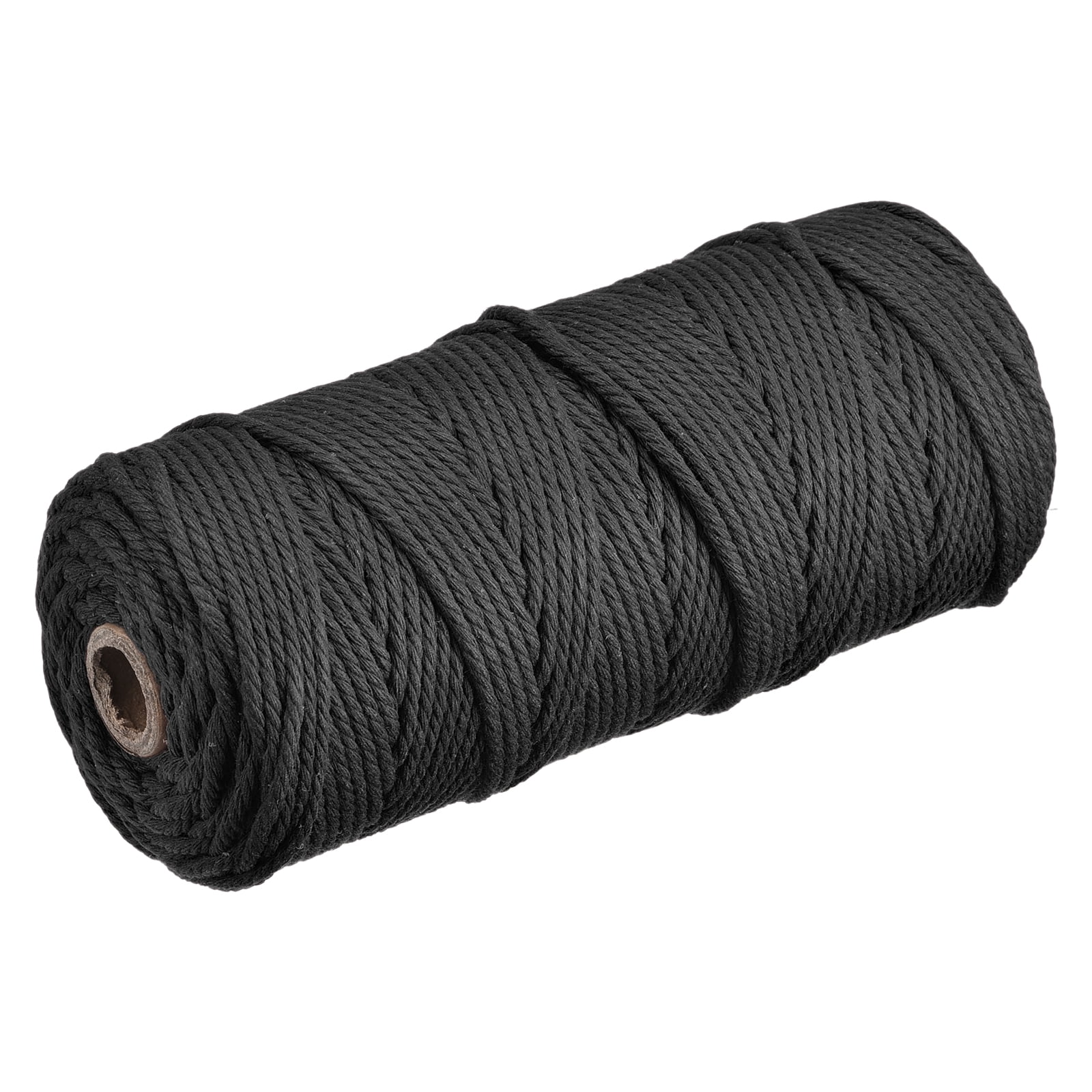 Uxcell Cotton Rope Twine String Twisted Braided Cord, Black 100m/109