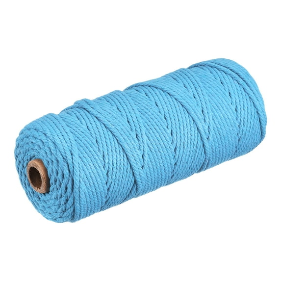 Uxcell Cotton Rope Twine String Twisted Braided Cord, Light Blue 100m/109 Yard for Wall Hanging, Macrame Knotting