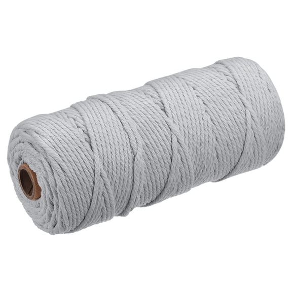 Uxcell Cotton Rope Twine String Twisted Braided Cord, Light Grey 100m/109 Yard for Wall Hanging, Macrame Knotting