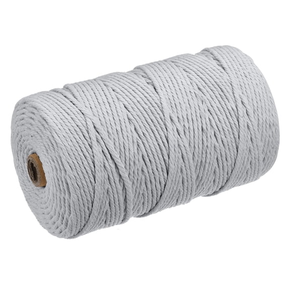 Uxcell Cotton Rope Twine String Twisted Braided Cord, Light Grey 200m/218 Yard for Wall Hanging, Macrame Knotting