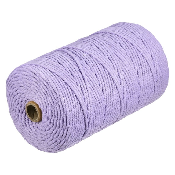 Uxcell Cotton Rope Twine String Twisted Braided Cord, Light Purple 200m/218 Yard for Wall Hanging, Macrame Knotting