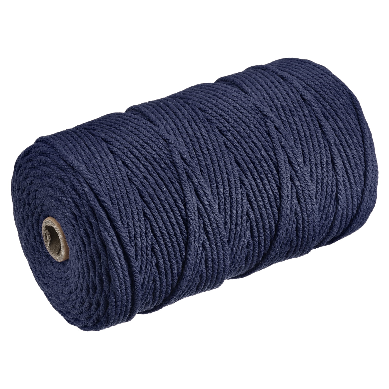 Uxcell Cotton Rope Twine String Twisted Braided Cord, Navy Blue 200m/218 Yard for Wall Hanging, Macrame Knotting