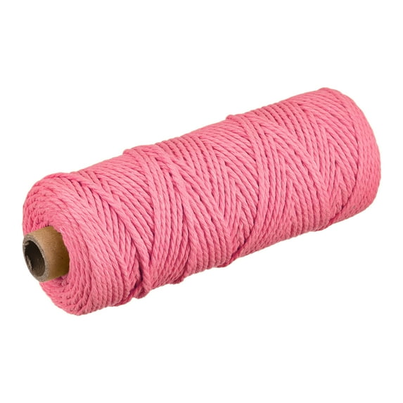 Uxcell Cotton Rope Twisted Braided Rope Cord, Dark Pink 100m/109 Yard 2mm Dia for Wall Hanging, Plant Hanger