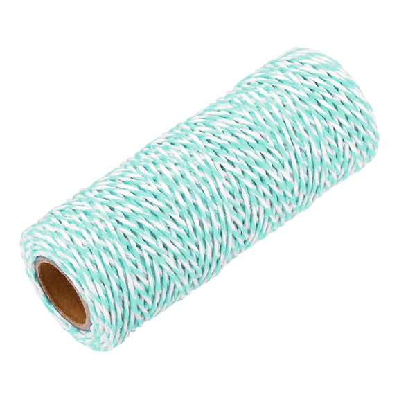 Uxcell Cotton Rope Twisted Braided Rope Cord, Light Green White50m/55 Yard 1.5mm Dia for Wall Hanging, Plant Hanger