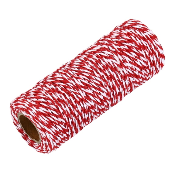 Uxcell Cotton Rope Twisted Braided Rope Cord, Red White50m/55 Yard 1.5mm Dia for Wall Hanging, Plant Hanger