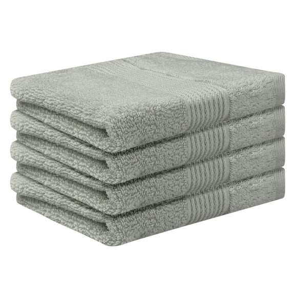 REGALWOVEN Cotton Striped Face Cloths, Absorbent and Lightweight Towels for Bathroom, Hotel, Spa 13' x 13' Grey 4 Pack
