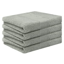 REGALWOVEN Cotton Striped Face Cloths, Absorbent and Lightweight Towels for Bathroom, Hotel, Spa 13' x 13' Grey 4 Pack