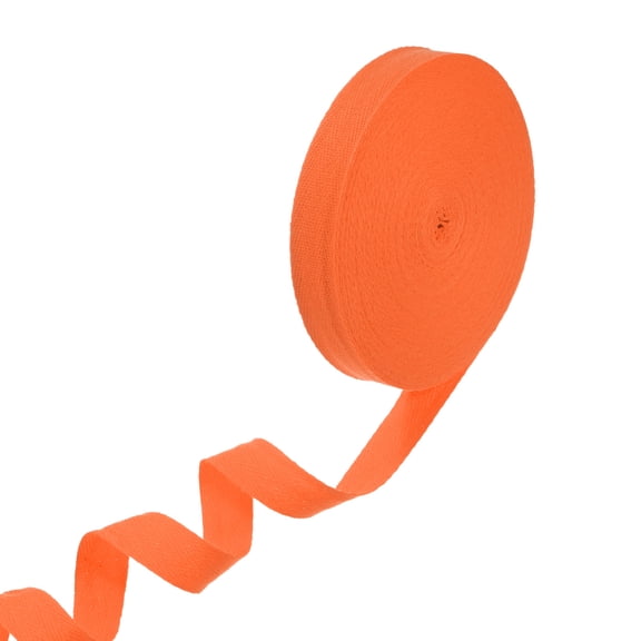 Uxcell Cotton Twill Tape 3/4 inch 23 Yards Cotton Twill Ribbon Bias Binding Tape Herringbone Webbing Trim Orange