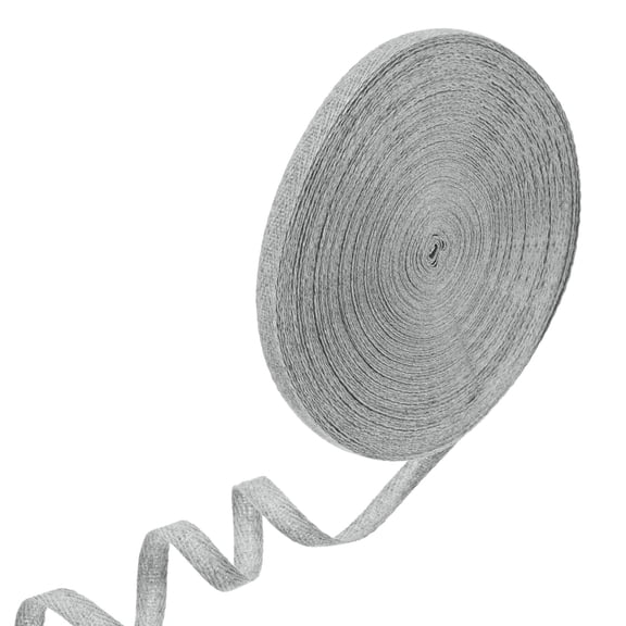 Uxcell Cotton Twill Tape 3/8 inch 50 Yards Cotton Twill Ribbon Bias Binding Tape Herringbone Webbing Trim Light Gray
