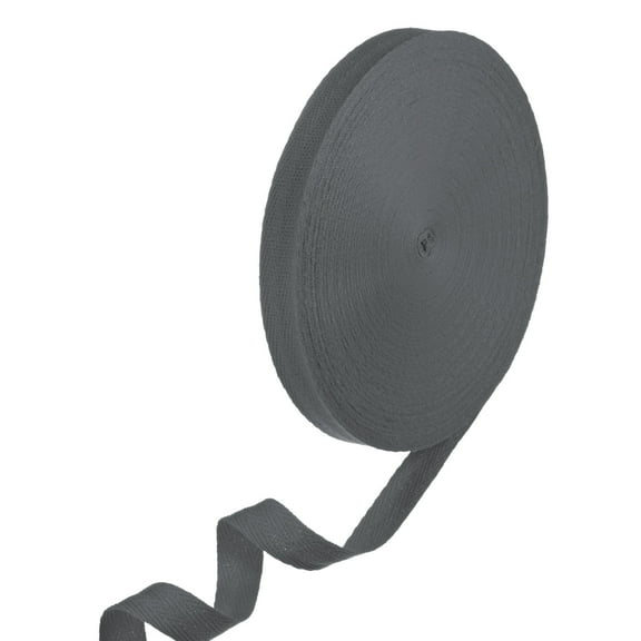 Uxcell Cotton Twill Tape 5/8 inch 50 Yards Cotton Twill Ribbon Bias Binding Tape Herringbone Webbing Trim Dark Gray