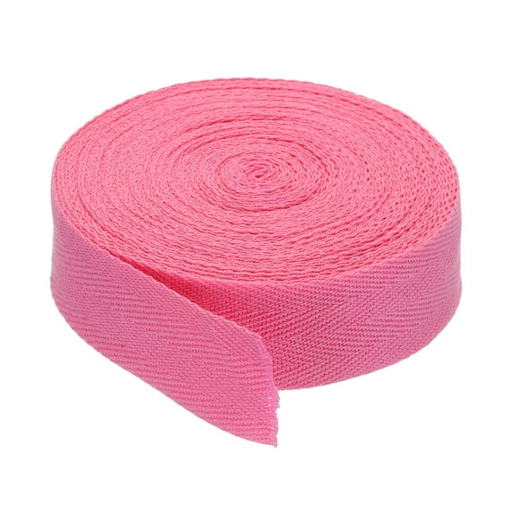 Uxcell Cotton Twill Tape Cotton Ribbon Bias Binding Tape Herringbone Webbing Trim for Sewing Binding Gift Pink 1.2"
