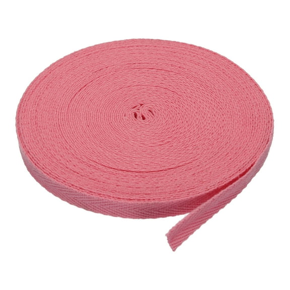 Uxcell Cotton Twill Tape Cotton Ribbon Bias Binding Tape Herringbone Webbing Trim for Sewing Binding Gift Pink 1/4"