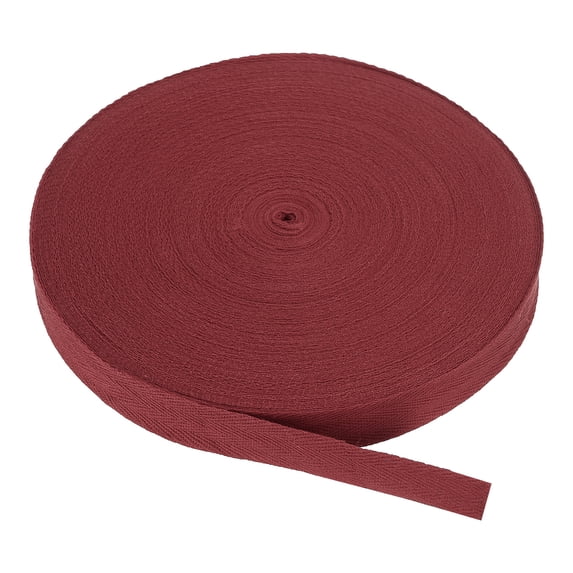 Uxcell Cotton Twill Tape Cotton Ribbon Bias Binding Tape Herringbone Webbing Trim for Sewing Binding Gift Wrapping Dark Red 50 Yard
