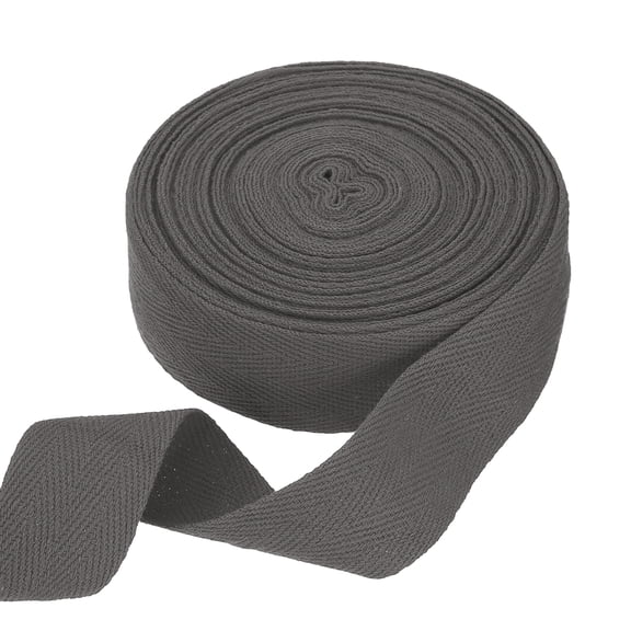 Uxcell Cotton Twill Tape Ribbon 1-3/16" 11 Yard Herringbone Webbing Tape, Dark Gray