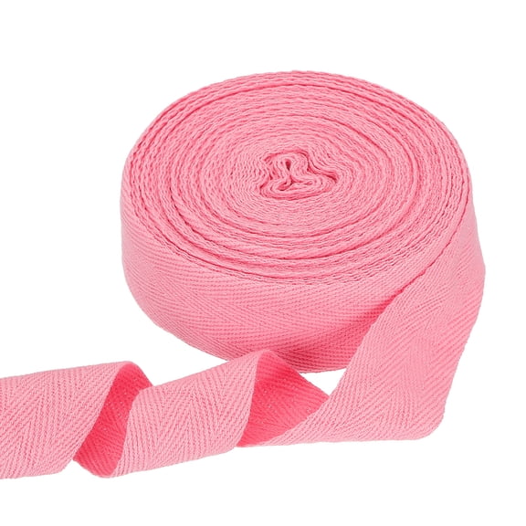 Uxcell Cotton Twill Tape Ribbon 1-3/16" 11 Yard Herringbone Webbing Tape, Pink