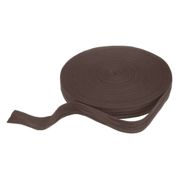 Uxcell Cotton Twill Tape Ribbon 1 Inch 50 Yard Herringbone Webbing Tape Roll Bias Binding Tape for DIY Crafts Sewing Gift Wrapping, Dark Brown