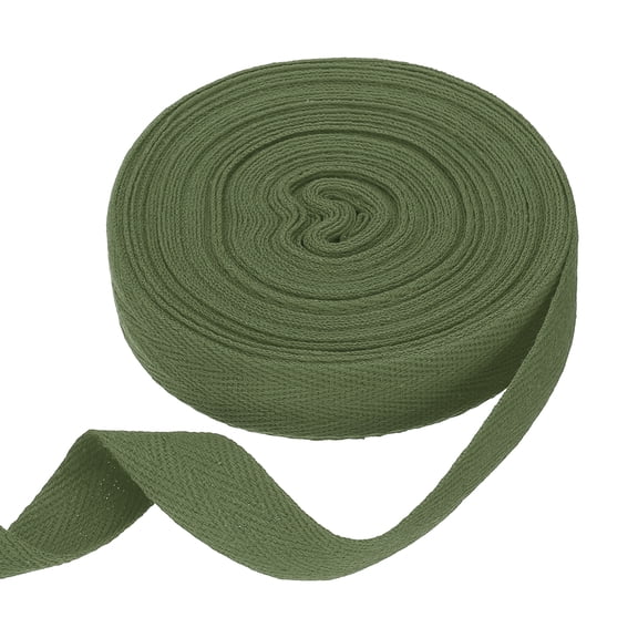 Uxcell Cotton Twill Tape Ribbon 3/4" 11 Yard Herringbone Webbing Tape, Army Green
