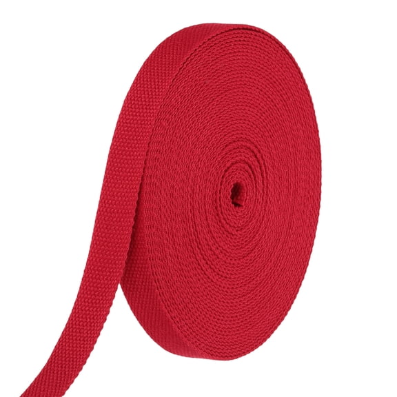 Uxcell Cotton Webbing 0.8 Inch 11 Yard Polyester Cotton Weave Webbing Strap Twill Tape Ribbon for Arts and Crafts Webbing Tote Bag Handles Cloth Belt Making Outdoor Supplies, Red