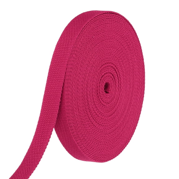Uxcell Cotton Webbing 0.8 Inch 11 Yard Polyester Cotton Weave Webbing Strap Twill Tape Ribbon for Arts and Crafts Webbing Tote Bag Handles Cloth Belt Making Outdoor Supplies, Rose Red