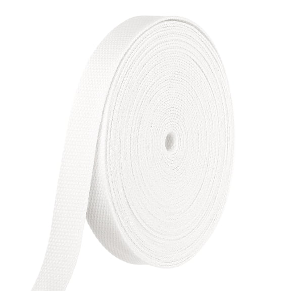 Uxcell Cotton Webbing 0.8 Inch 11 Yard Polyester Cotton Weave Webbing Strap Twill Tape Ribbon for Arts and Crafts Webbing Tote Bag Handles Cloth Belt Making Outdoor Supplies, White