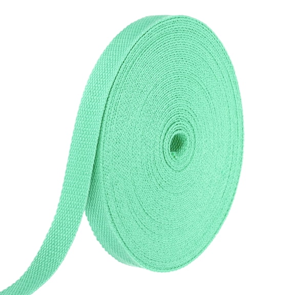 Uxcell Cotton Webbing 0.8 Inch 15.3 Yard Polyester Cotton Weave Webbing Strap Twill Tape Ribbon for Arts and Crafts Webbing Tote Bag Handle Cloth Belt Making Outdoor Supplies, Light Green