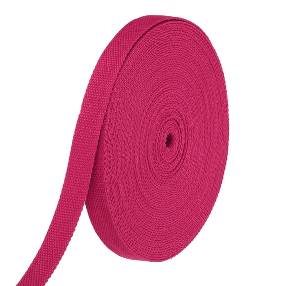 Uxcell Cotton Webbing 0.8 Inch 15.3 Yard Polyester Cotton Weave Webbing Strap Twill Tape Ribbon for Arts and Crafts Webbing Tote Bag Handles Cloth Belt Making Outdoor Supplies, Rose Red