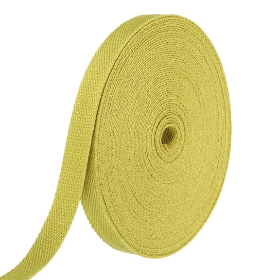 Uxcell Cotton Webbing 0.8 Inch 15.3 Yard Polyester Cotton Weave Webbing Strap Twill Tape Ribbon for Arts and Crafts Webbing Tote Bag Handles Cloth Belt Making Outdoor Supplies, Yellow