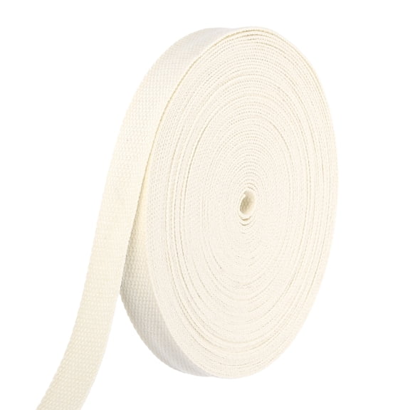 Uxcell Cotton Webbing 0.8 Inch 15.3 Yard Polyester Cotton Weave Webbing Strap Twill Tape Ribbon for Arts and Crafts Webbing Tote Bag Handles Cloth Belt Making Outdoor Supplies, Beige