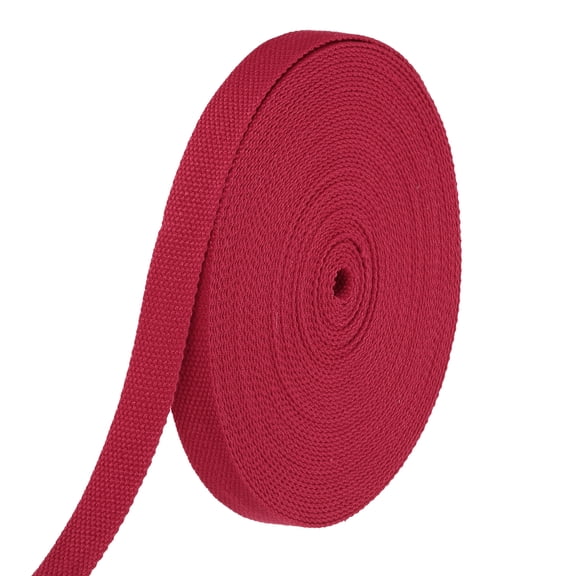 Uxcell Cotton Webbing 0.8 Inch 15.3 Yard Polyester Cotton Weave Webbing Strap Twill Tape Ribbon for Arts and Crafts Webbing Tote Bag Handles Cloth Belt Making Outdoor Supplies, Dark Red