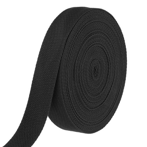 Uxcell Cotton Webbing 1.3 Inch 11 Yard Polyester Cotton Weave Webbing Strap Twill Tape Ribbon for Arts and Crafts Webbing Tote Bag Handles Cloth Belt Making Outdoor Supplies, Black