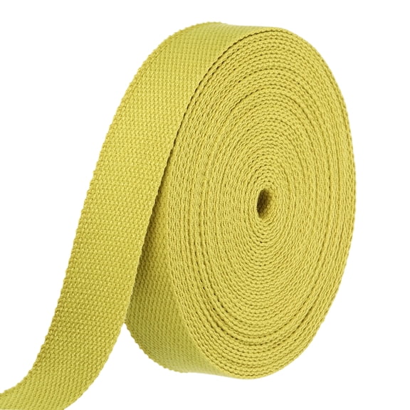 Uxcell Cotton Webbing 1.3 Inch 11 Yard Polyester Cotton Weave Webbing Strap Twill Tape Ribbon for Arts and Crafts Webbing Tote Bag Handles Cloth Belt Making Outdoor Supplies, Yellow