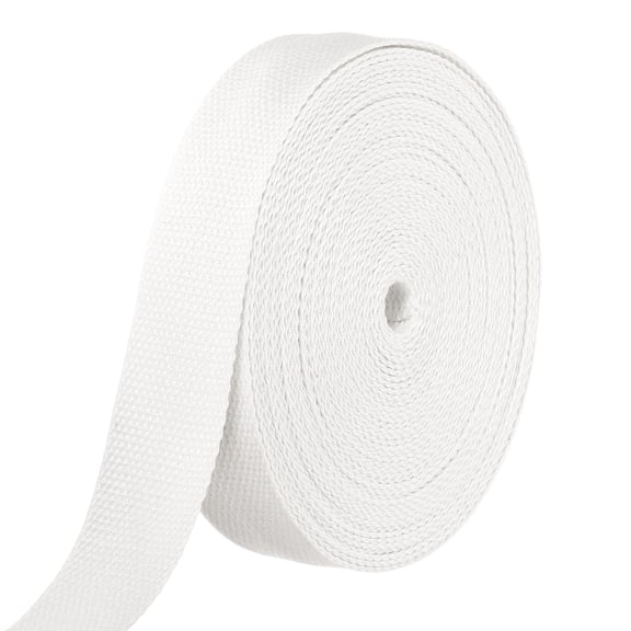 Uxcell Cotton Webbing 1.3 Inch 11 Yard Polyester Cotton Weave Webbing Strap Twill Tape Ribbon for Arts and Crafts Webbing Tote Bag Handles Cloth Belt Making Outdoor Supplies, White