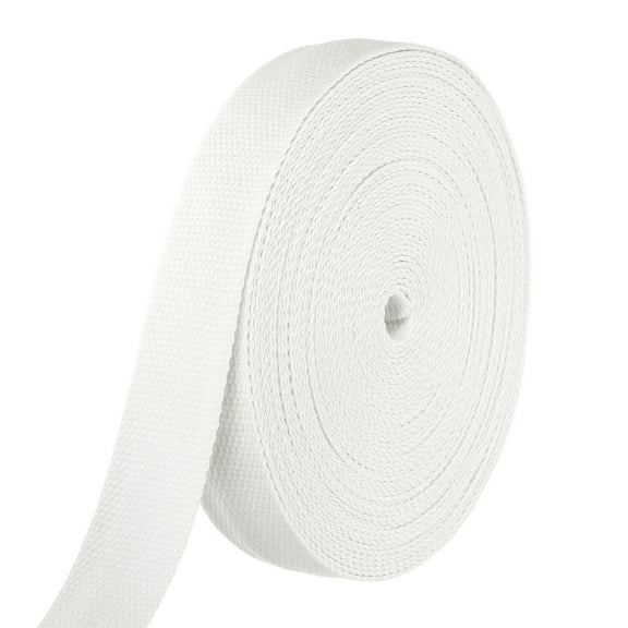 Uxcell Cotton Webbing 1.3 Inch 15.3 Yard Polyester Cotton Weave Webbing Strap Twill Tape Ribbon for Arts and Crafts Webbing Tote Bag Handles Cloth Belt Making Outdoor Supplies, White