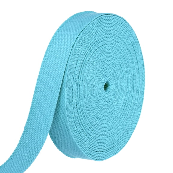 Uxcell Cotton Webbing 1.3 Inch 15.3 Yard Polyester Cotton Weave Webbing Strap Twill Tape Ribbon for Arts and Crafts Webbing Tote Bag Handles Cloth Belt Making Outdoor Supplies, Light Blue