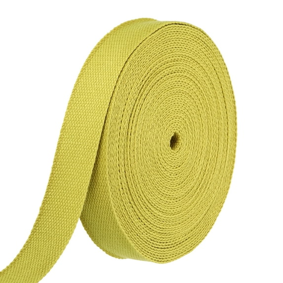 Uxcell Cotton Webbing 1.3 Inch 15.3 Yard Polyester Cotton Weave Webbing Strap Twill Tape Ribbon for Arts and Crafts Webbing Tote Bag Handles Cloth Belt Making Outdoor Supplies, Yellow