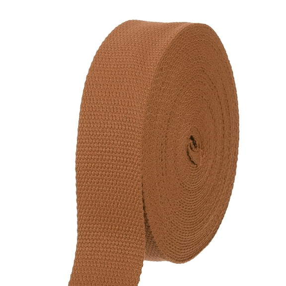 Uxcell Cotton Webbing 1.5 Inch 11 Yard Polyester Cotton Weave Webbing Strap Twill Tape Ribbon for Arts and Crafts Webbing Tote Bag Handles Cloth Belt Making Outdoor Supplies, Brown
