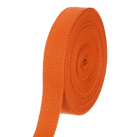 Uxcell Cotton Webbing 1 Inch 11 Yard Polyester Cotton Weave Webbing Strap Twill Tape Ribbon for Arts and Crafts Webbing Tote Bag Handles Cloth Belt Making Outdoor Supplies, Orange