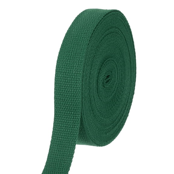 Uxcell Cotton Webbing 1 Inch 11 Yard Polyester Cotton Weave Webbing Strap Twill Tape Ribbon for Arts and Crafts Webbing Tote Bag Handles Cloth Belt Making Outdoor Supplies, Dark Green