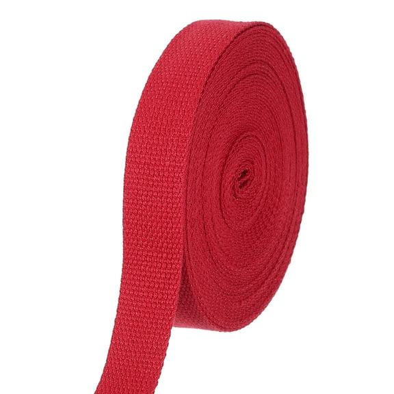 Uxcell Cotton Webbing 1 Inch 11 Yard Polyester Cotton Weave Webbing Strap Twill Tape Ribbon for Arts and Crafts Webbing Tote Bag Handles Cloth Belt Making Outdoor Supplies, Red