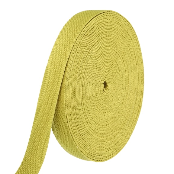 Uxcell Cotton Webbing 1 Inch 15.3 Yard Polyester Cotton Weave Webbing Strap Twill Tape Ribbon for Arts and Crafts Webbing Tote Bag Handles Cloth Belt Making Outdoor Supplies, Yellow