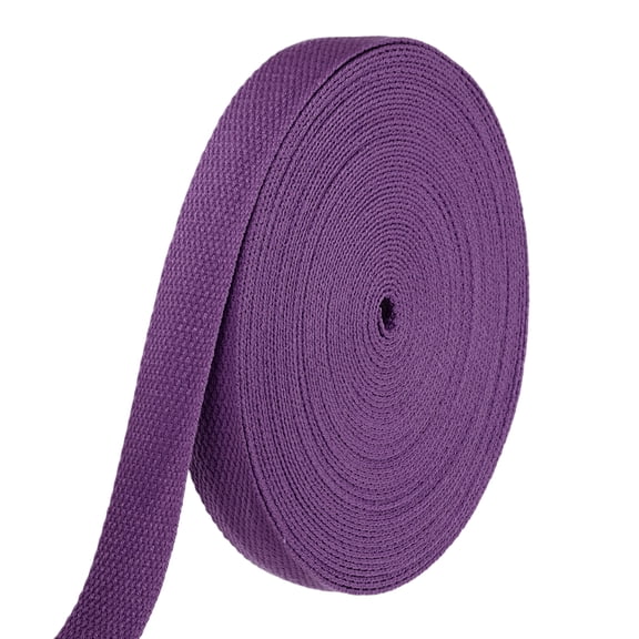 Uxcell Cotton Webbing 1 Inch 15.3 Yard Polyester Cotton Weave Webbing Strap Twill Tape Ribbon for Arts and Crafts Webbing Tote Bag Handles Cloth Belt Making Outdoor Supplies, Purple