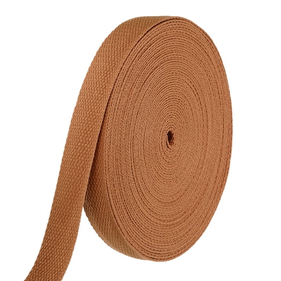 Uxcell Cotton Webbing 1 Inch 15.3 Yard Polyester Cotton Weave Webbing Strap Twill Tape Ribbon for Arts and Crafts Webbing Tote Bag Handles Cloth Belt Making Outdoor Supplies, Brown