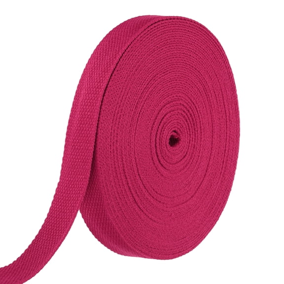 Uxcell Cotton Webbing 1 Inch 15.3 Yard Polyester Cotton Weave Webbing Strap Twill Tape Ribbon for Arts and Crafts Webbing Tote Bag Handles Cloth Belt Making Outdoor Supplies, Rose Red
