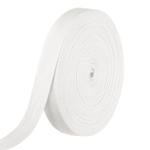 Uxcell Cotton Webbing 1 Inch 15.3 Yard Polyester Cotton Weave Webbing Strap Twill Tape Ribbon for Arts and Crafts Webbing Tote Bag Handles Cloth Belt Making Outdoor Supplies, White