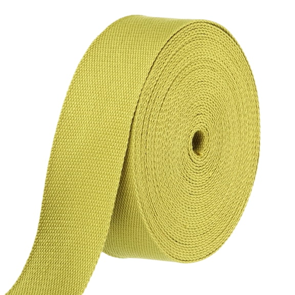 Uxcell Cotton Webbing 2 Inch 11 Yard Polyester Cotton Weave Webbing Strap Twill Tape Ribbon for Arts and Crafts Webbing Tote Bag Handles Cloth Belt Making Outdoor Supplies, Yellow